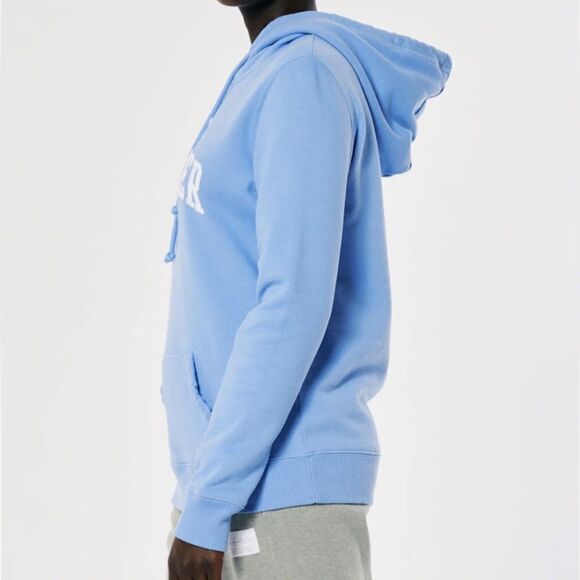 HOLLISTER EASY APPLIQUE LOGO GRAPHIC HOODIE LIGHT BLUE NWT - Picture 3 of 8